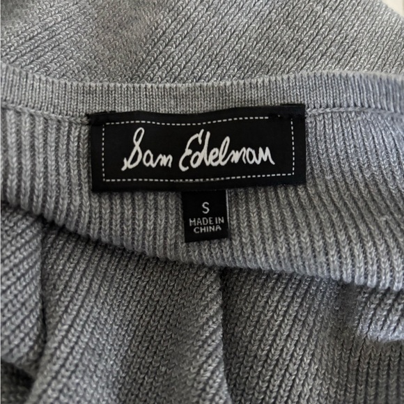 Sam Edelman Gray Knit Dress Long Sleeve V-Neck Tie Waist Size Small - Picture 3 of 5